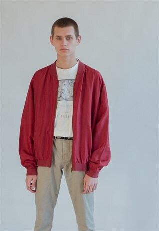 VINTAGE 70S BOMBER JACKET IN RED