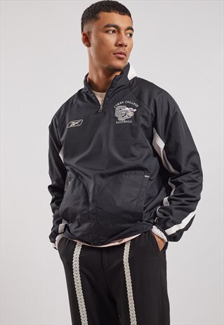 VINTAGE REEBOK CURRY COLLEGE FOOTBALL 1/4 ZIP SHELL JACKET