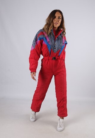VINTAGE SKI POLES FULL SKI SUIT SNOW SPORTS UK 8 XS (JDM)
