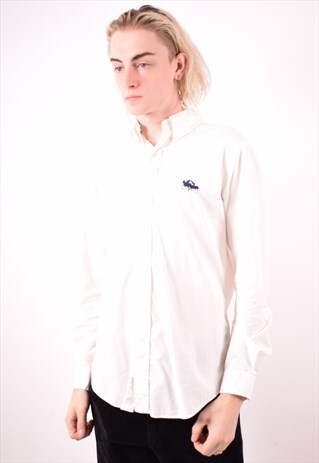 RALPH LAUREN MENS VINTAGE SHIRT MEDIUM WHITE 90S