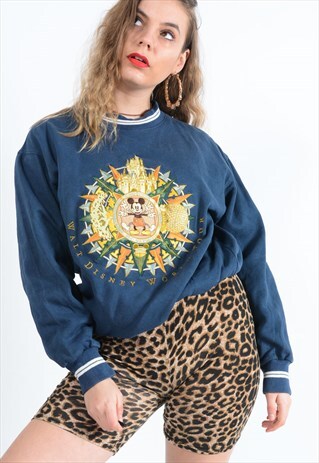 DISNEY VINTAGE SWEATSHIRT IN BLUE WITH EMBROIDERY.
