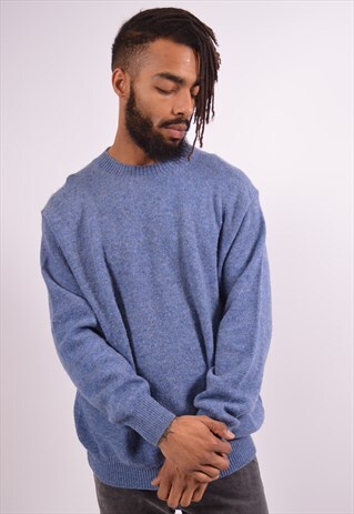 BENETTON MENS VINTAGE JUMPER SWEATER LARGE BLUE 90S