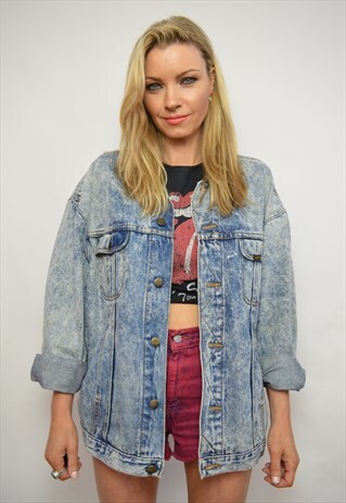 VINTAGE 80S LEE OVERSIZED BLUE ACID WASH DENIM JACKET GRUNGE