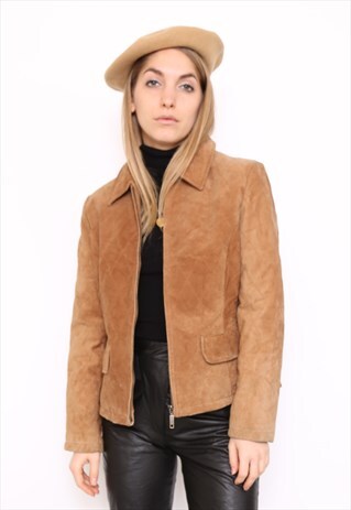 VINTAGE 90S BROWN LEATHER SUEDE JACKET