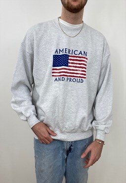 Vintage grey American sweatshirt with print