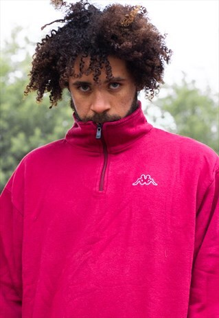 VINTAGE 90'S KAPPA QUARTER ZIP SWEATSHIRT IN RED