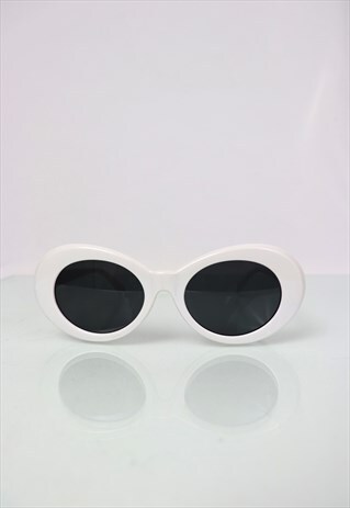 WHITE OVAL SUNGLASSES