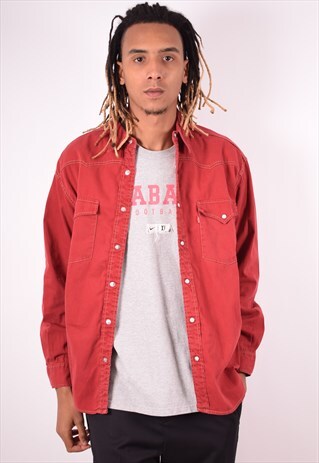 LEVI'S MENS VINTAGE DENIM SHIRT LARGE RED 90S