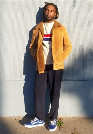 70S HERITAGE FAUX SHERPA LINED BROWN CORDUROY COAT LARGE