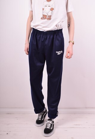 REEBOK MENS VINTAGE TRACKSUIT TROUSERS W36 L32 BLUE 90S