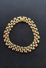 70's Vintage Ladies Bracelet Gold Costume Jewellery Link  