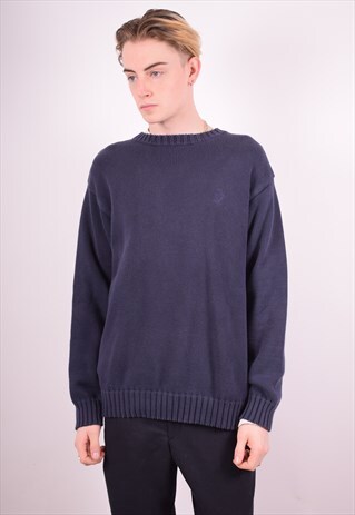 TIMBERLAND MENS VINTAGE JUMPER SWEATER MEDIUM BLUE 90S
