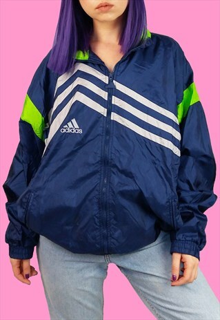 VINTAGE 90'S ADIDAS UNISEX SHELL TRACK JACKET GREEN BLUE