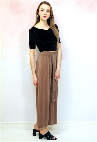 1980S VINTAGE BRONZE PLEATED HIGH WAIST CULOTTES