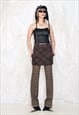 VINTAGE Y2K PLAID MINI SKIRT IN BROWN DARK ACADEMIA