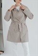VINTAGE 80S BOXY FIT MINI BELTED TRENCH COAT IN GREY S