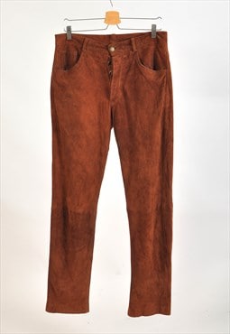 Vintage 00s suede leather trousers in brown