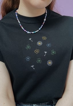 embroidered wildflowers and weeds t-shirt