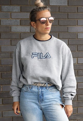VINTAGE 1990S FILA GREY OVERSIZED SWEATSHIRT