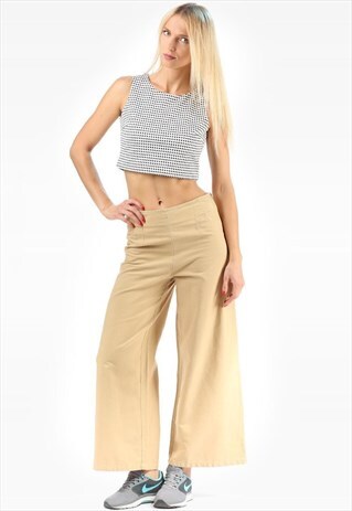 RETRO 70S BELL BOTTOMS PANTS CANVAS TROUSERS