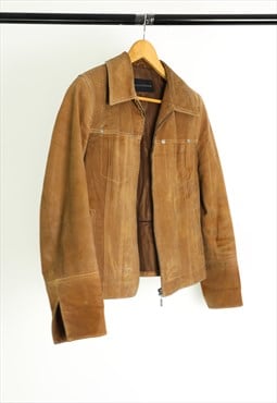 Vintage 90's Leather Jacket in Brown Y2K Streetwear