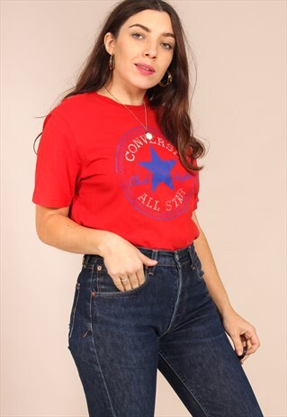 VINTAGE 90S OVERSIZED CONVERSE T-SHIRT IN RED