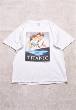 Vintage 1998 Titanic White Movie Print T Shirt