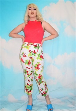 Vintage 90's Fruit Print Trousers Cherry Strawberry Cherries