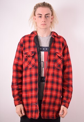 MENS VINTAGE JACKET LARGE RED CHECK 90S