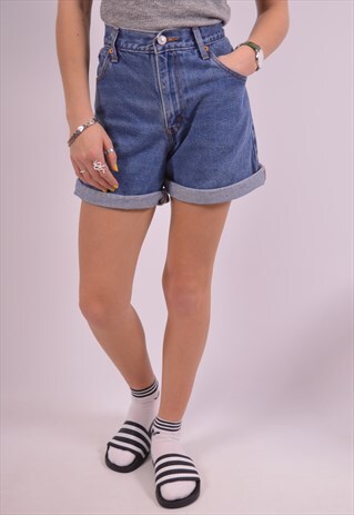 LEVI'S 550 WOMENS VINTAGE DENIM SHORTS W30 BLUE 90S
