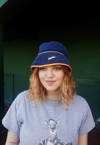 VINTAGE 00S DEADSTOCK REVERSIBLE NIKE BUCKET HAT BLUE ORANGE