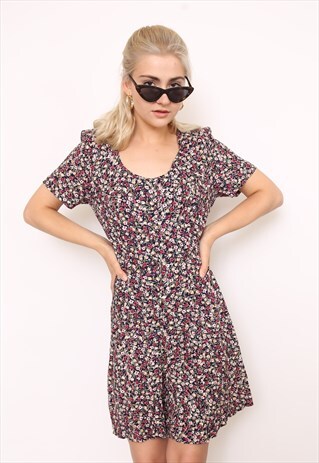 VINTAGE 80S DARK FLORAL PLAYSUIT