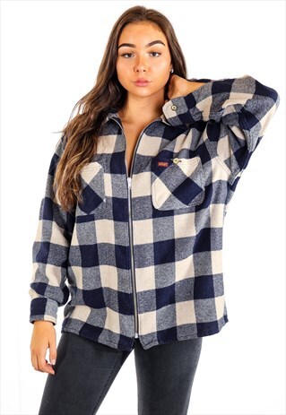 VINTAGE RIFLE ZIP-UP FLANNEL OVER SHIRT S848