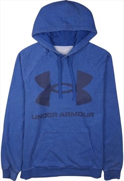 Vintage 90's Under Armour Hoodie Pullover Spellout Blue