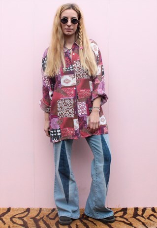 VINTAGE 90'S FLORAL PATCHWORK OVERSIZED SHIRT