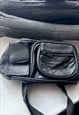 Vintage Black Real Leather Fanny Pack 