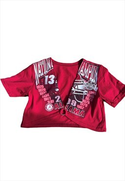 Red vintage nfl rework o ring crop top
