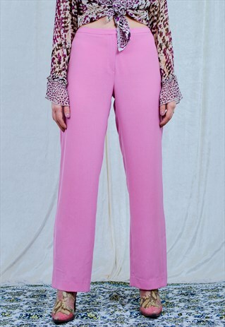PINK PANTS VINTAGE 90S MID WAIST TROUSERS FRENCH MINIMALISM