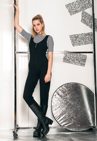 BLACK UNITARD - 80S VINTAGE STIRRUP JUMPSUIT