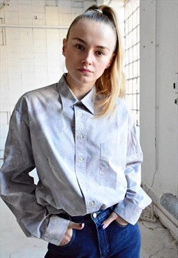 Grey Vintage Shirt With pastel Patterns 90s