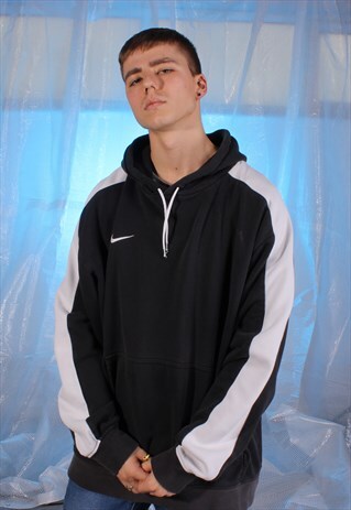 VINTAGE NIKE FADED BLACK AND WHITE HOODIE