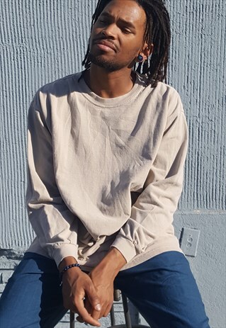 90S SKATER SPORTSWEAR BEIGE PIQUE LONG SLEEVE TEE