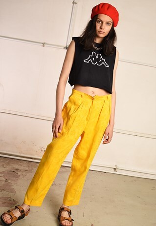 80'S RETRO HIGHWAISTED FESTIVAL FLORAL PATTERN TROUSERS