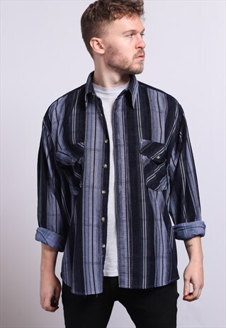 VINTAGE CORDUROY CORD STRIPED SHIRT