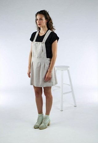 PLAID BEIGE OVERALL / SHORT CREAM OVERALLS