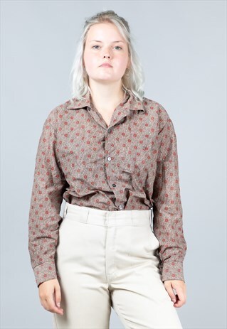 VINTAGE 70'S PATTERN SHIRT BLOUSE