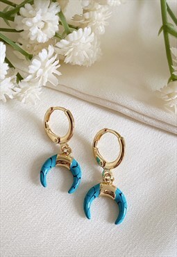 Cayman Turquoise Huggie Hoop Earrings