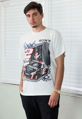 VINTAGE NASCAR T-SHIRT LOGO 90S L 7.2