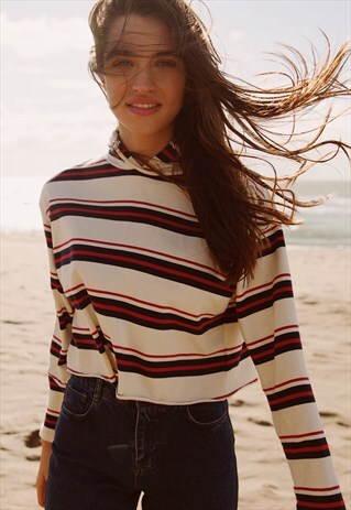 SUBDUED CROPPED STRIPED HOODIE