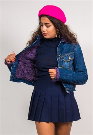 LEE VINTAGE 90'S BLUE DENIM SHEARLING LINED JACKET